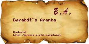 Barabás Aranka névjegykártya
